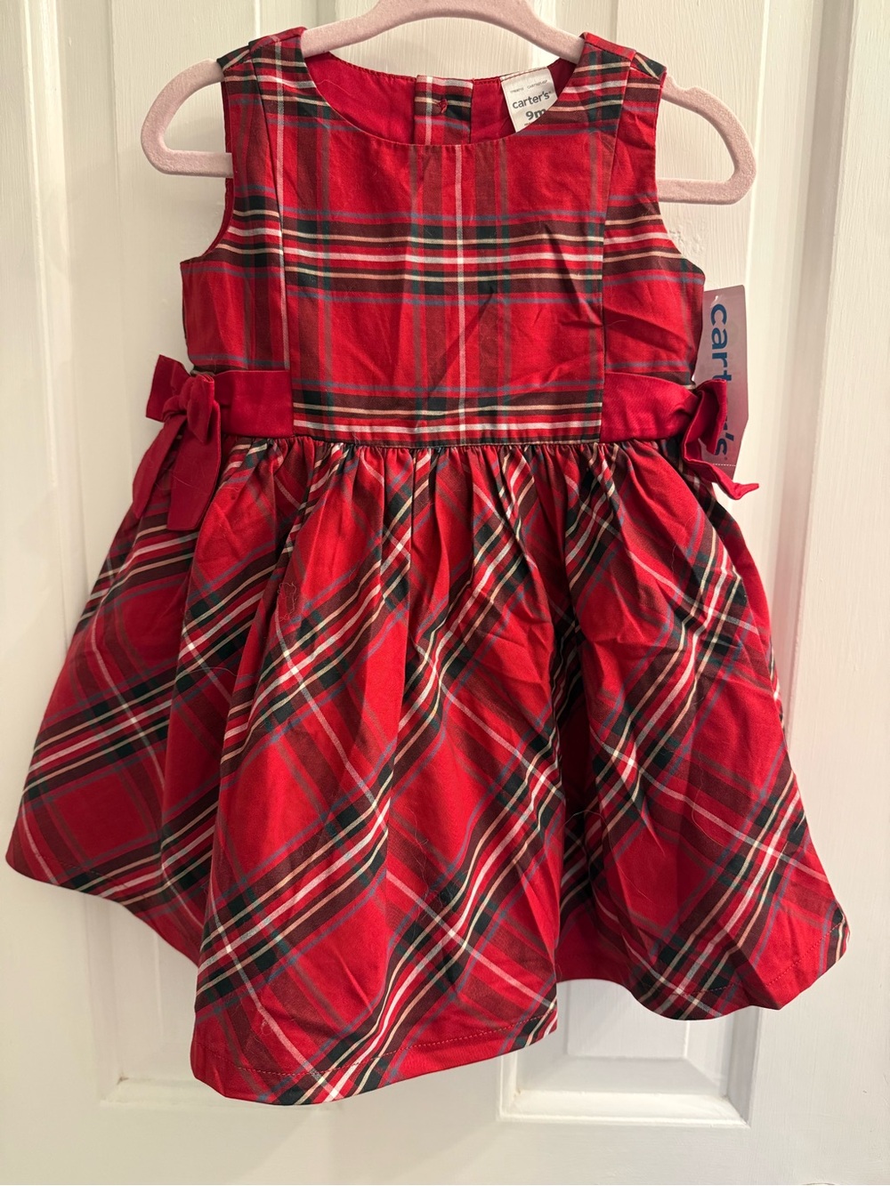 NWT Carter’s Red Plaid Christmas Holiday Dress 9 Months 2 Piece